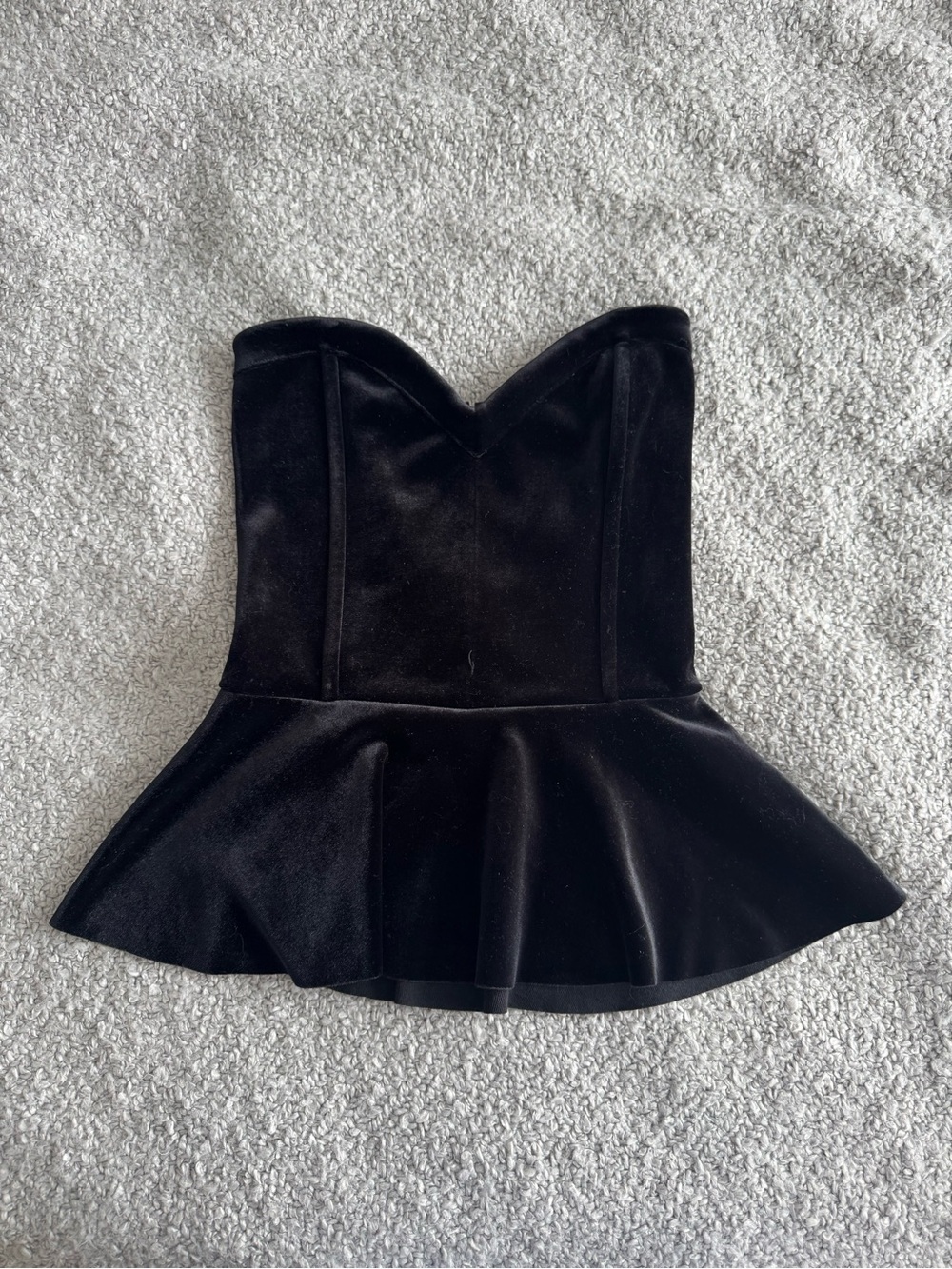 Free Press Black Velvet Strapless Peplum Bustier Top